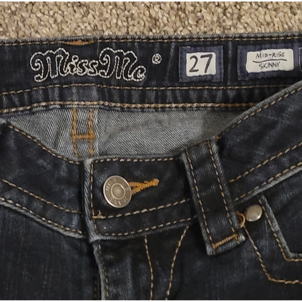 Miss Me Jeans Women's 27 Dark Wash Denim Mid Rise Skinny Stretch Denim - Picture 3 of 10